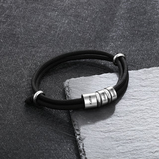 Custom Stainless Steel Leather Bracelet