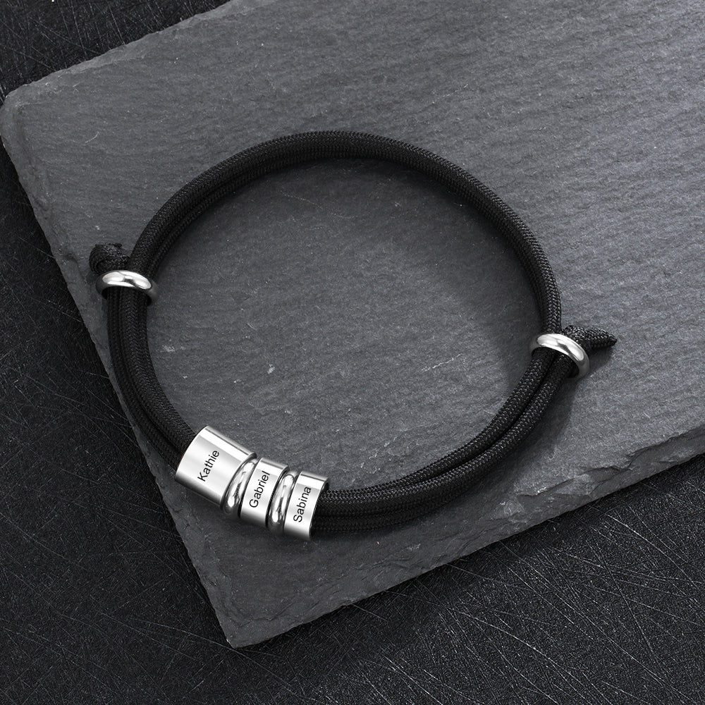 Custom Stainless Steel Leather Bracelet