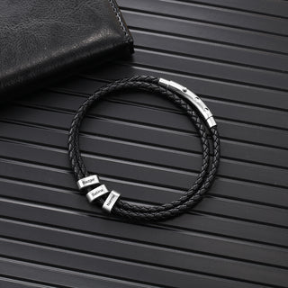 Custom Stainless Steel Leather Bracelet