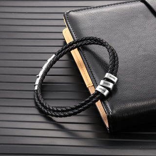 Custom Stainless Steel Leather Bracelet
