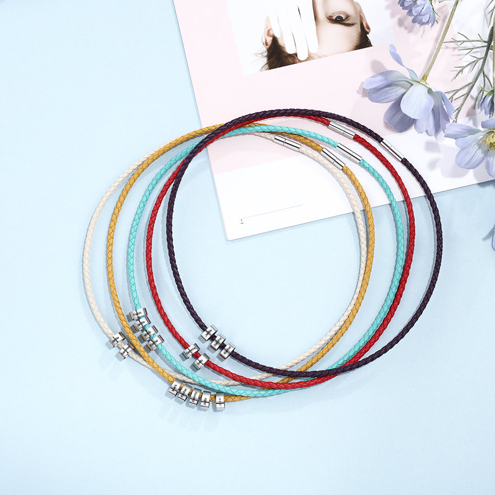 Leather bead bracelet Custom Length Color