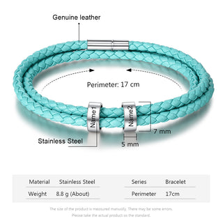 Leather bead bracelet Custom Length Color