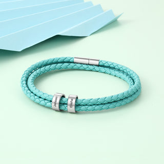 Leather bead bracelet Custom Length Color