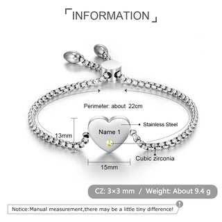 Birthstone & Stainless Steel Plated Bracelet