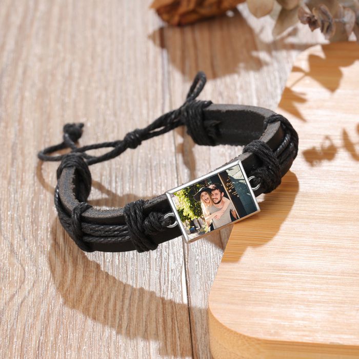 Personalized Braid Rope Photo Bracelet