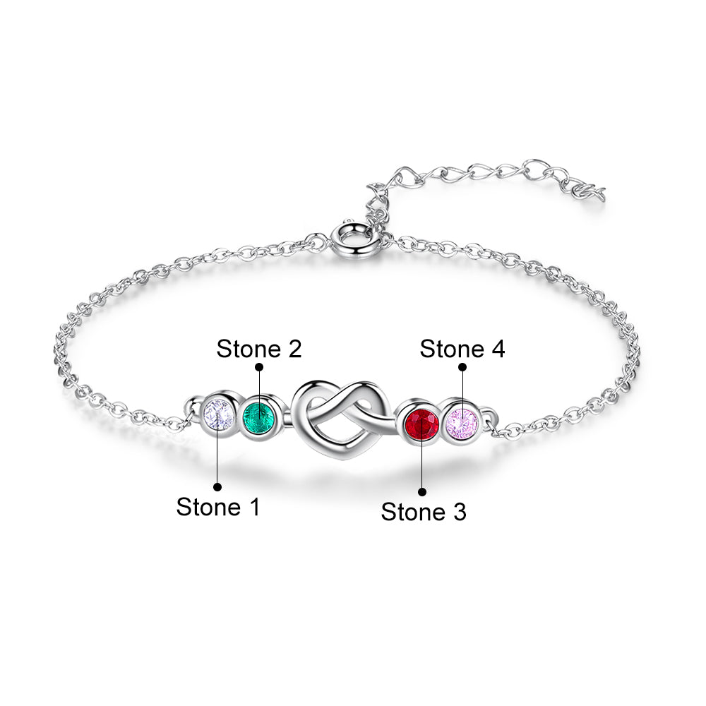 Birthstone Rhodium Plated Bracelet