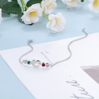 Birthstone Rhodium Plated Bracelet