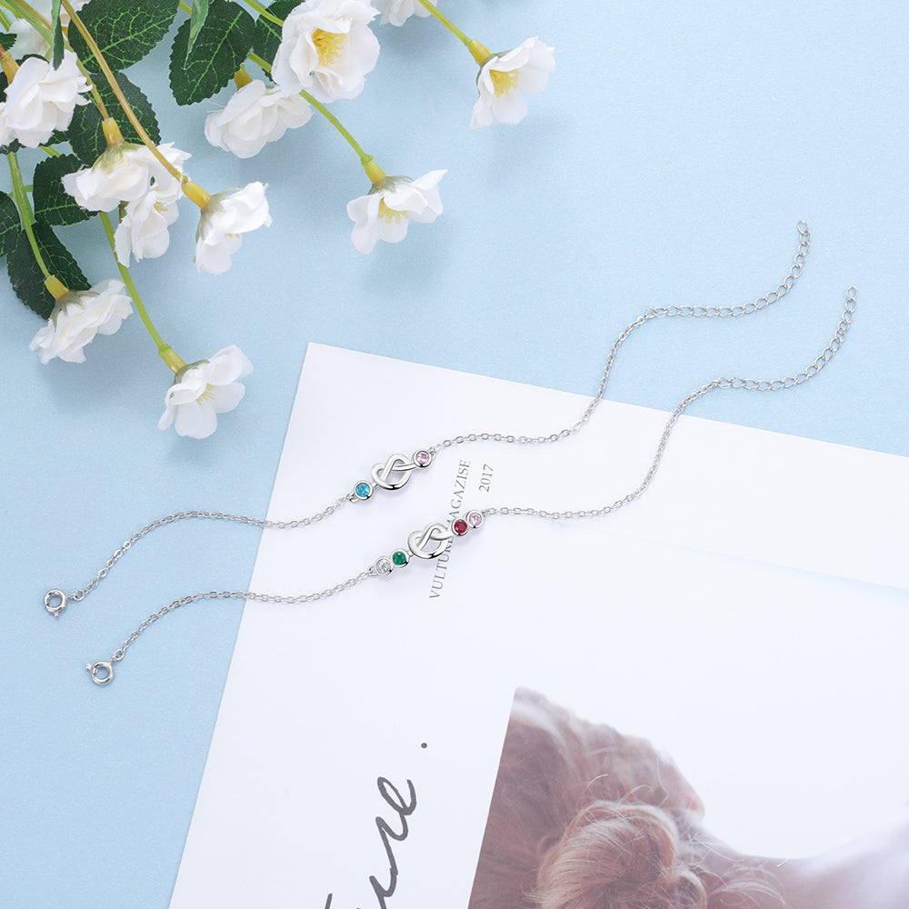 Birthstone Rhodium Plated Bracelet