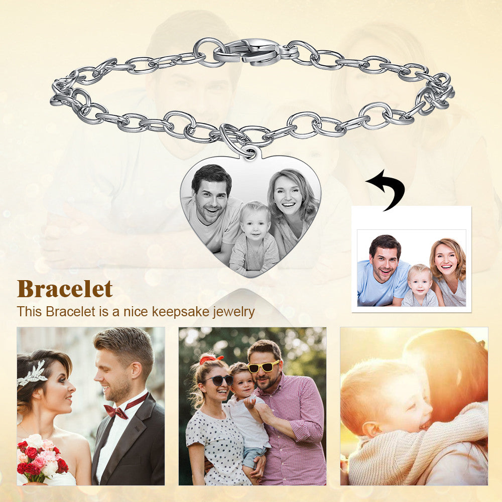Stainless Steel Personalized Photo Bracelet