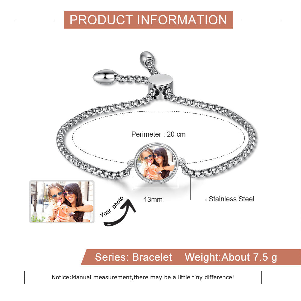 Stainless Steel Personalized Photo Bracelet