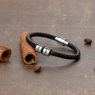 Custom Stainless Steel Leather Bracelet