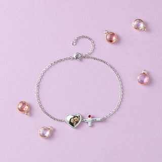 Stainless Steel Personalized Photo Necklace Heart Cross Bracelet