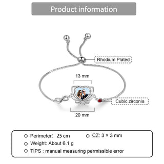 Copper Personalized Photo Flower Infinity Bracelet