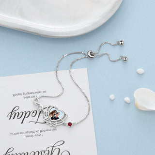 Copper Personalized Photo Flower Infinity Bracelet