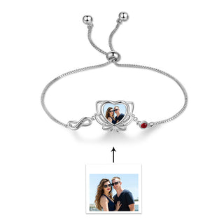 Copper Personalized Photo Flower Infinity Bracelet