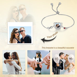 Copper Personalized Photo Flower Infinity Bracelet