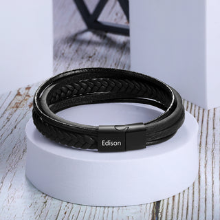 Stainless Steel Leather Bracelet