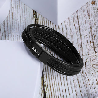 Stainless Steel Leather Bracelet