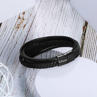 Stainless Steel Leather Bracelet