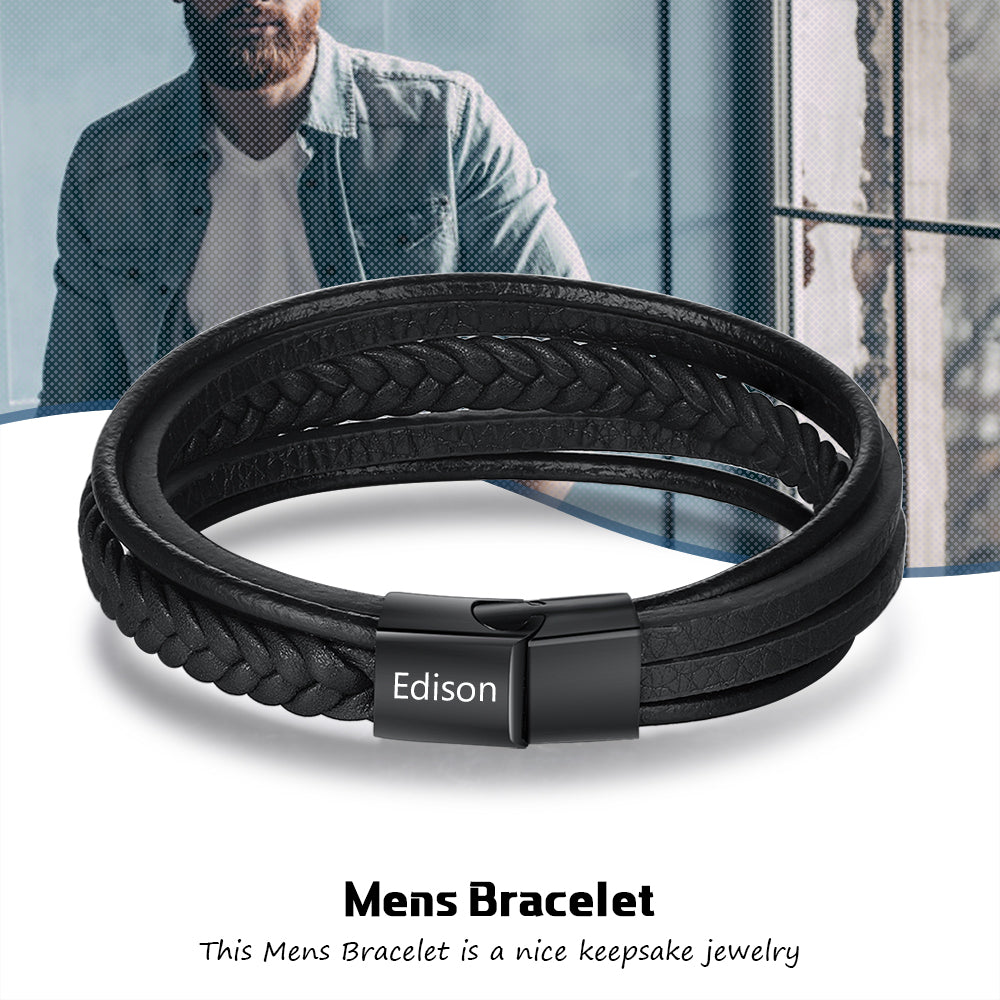 Stainless Steel Leather Bracelet