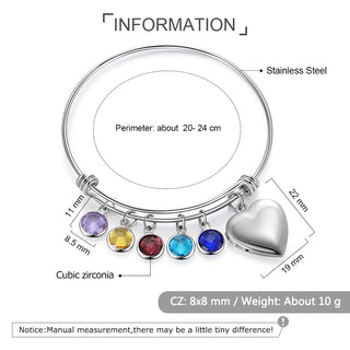 Birthstone & Engraved Stainless Steel Bracelet