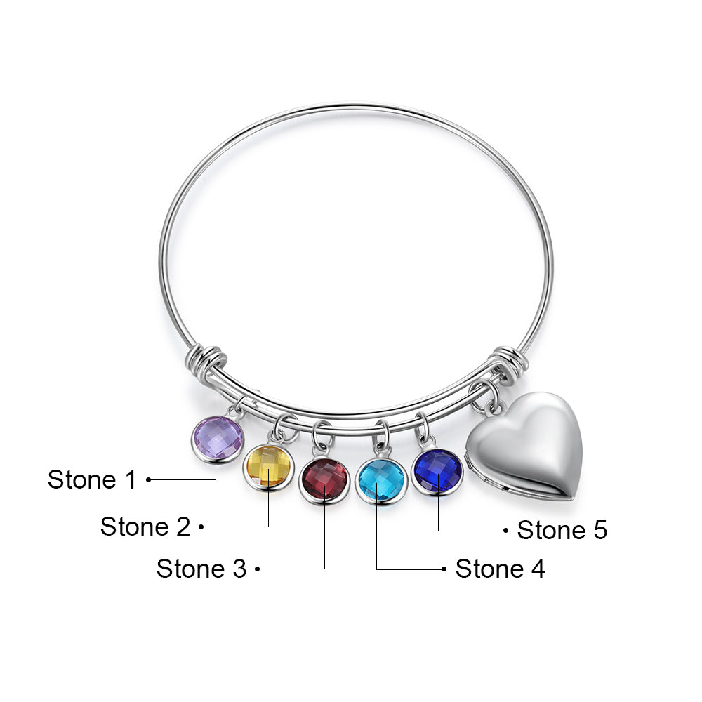Birthstone & Engraved Stainless Steel Bracelet