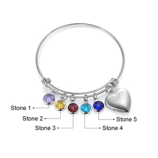 Birthstone & Engraved Stainless Steel Bracelet