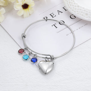 Birthstone & Engraved Stainless Steel Bracelet