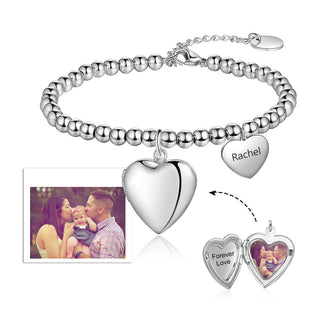 Stainless Steel Personalized Heart Shape Photo Bracelet