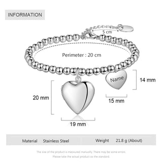 Stainless Steel Personalized Heart Shape Photo Bracelet