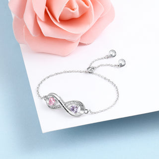 Birthstone & Engraved Rhoidum Plated Bracelet