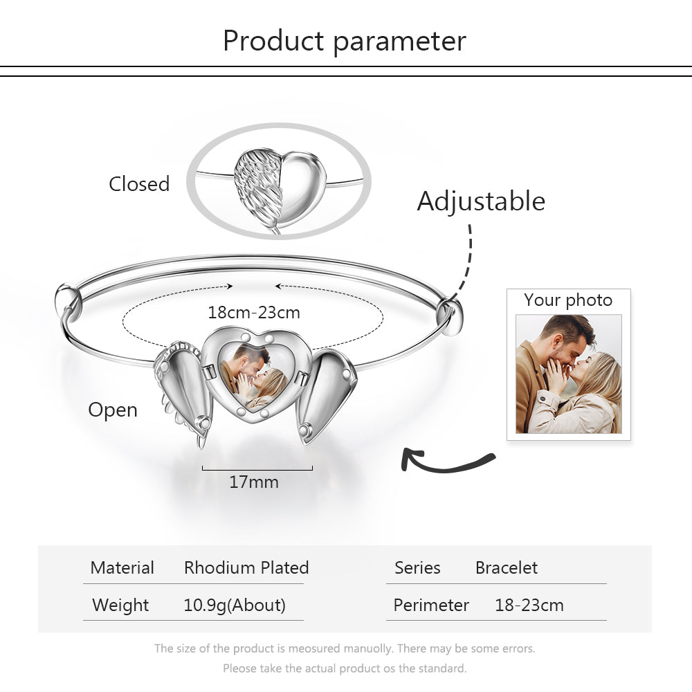 Personalized Photo Rhodium Plated Photo Bracelet