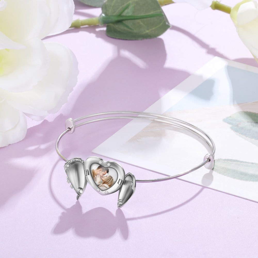 Personalized Photo Rhodium Plated Photo Bracelet