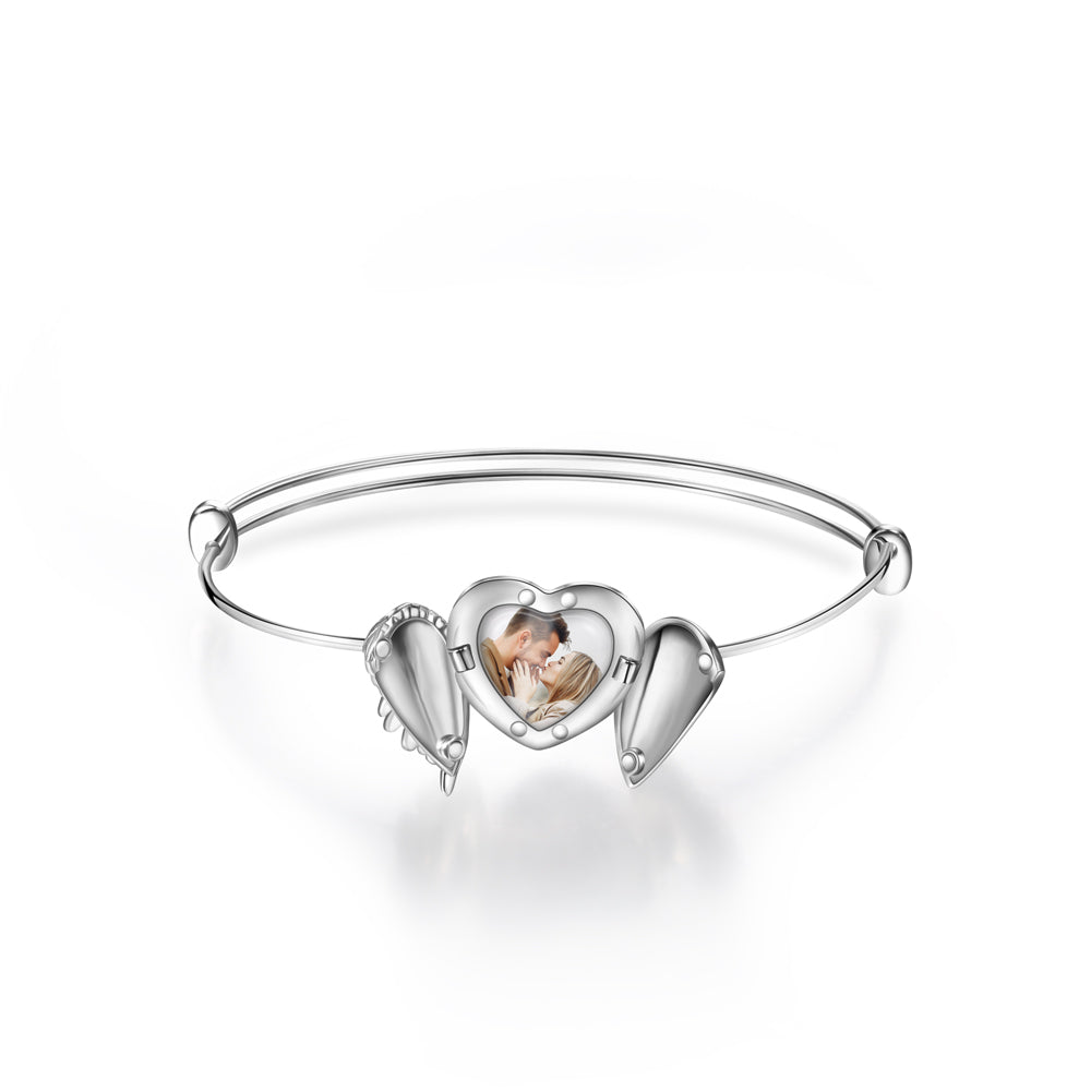 Personalized Photo Rhodium Plated Photo Bracelet