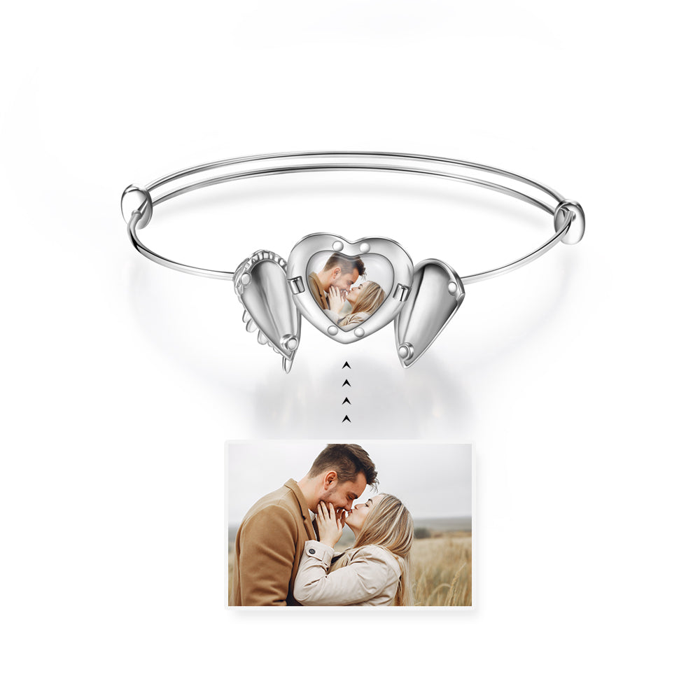 Personalized Photo Rhodium Plated Photo Bracelet