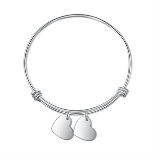 Personalized Stainless Steel Heart Bangle Bracelet