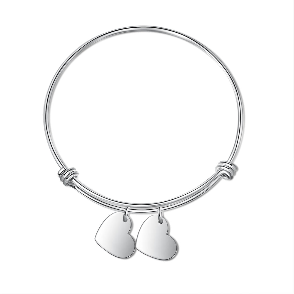 Personalized Stainless Steel Heart Bangle Bracelet