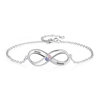 Birthstone & Engraved 925 Sterling Silver Bracelet