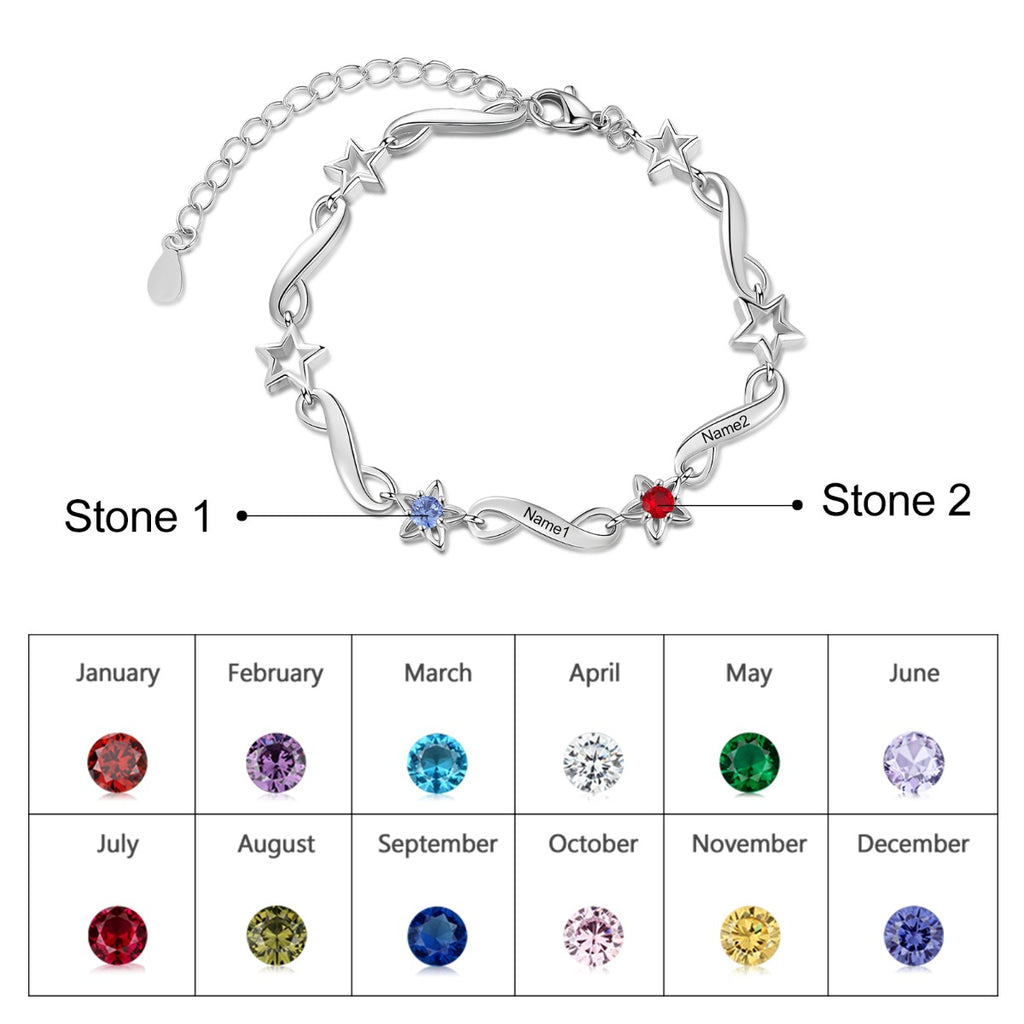 Rhodium Plated Birthstone Bracelet