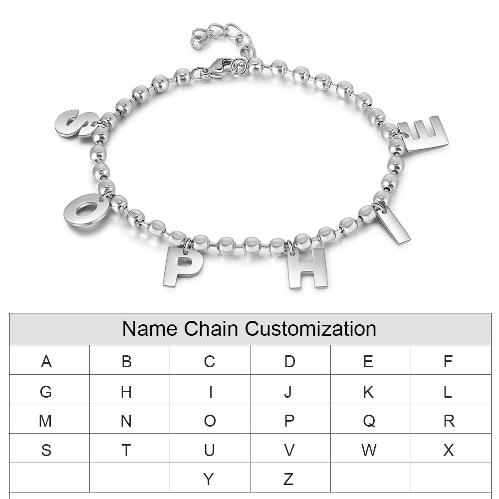 Personalized Stainless Steel Letter Bracelet