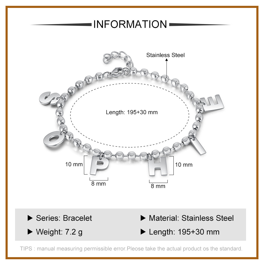 Personalized Stainless Steel Letter Bracelet