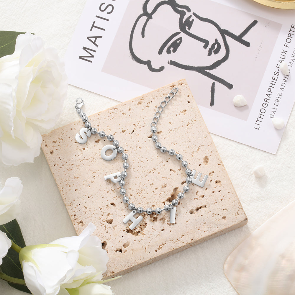 Personalized Stainless Steel Letter Bracelet