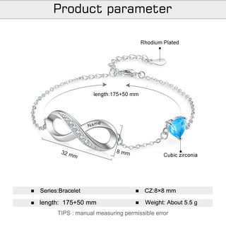 Personalized Birthtsone Infinity Bracelet