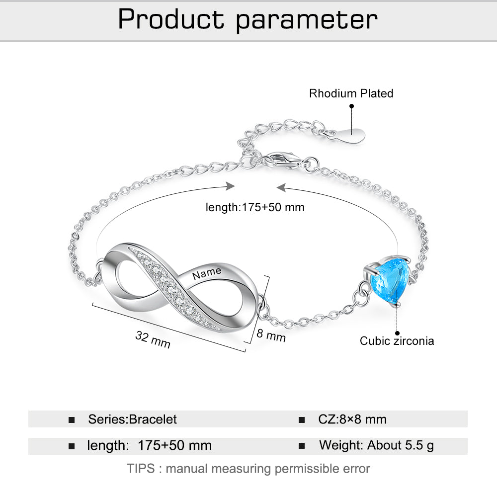 Personalized Birthtsone Infinity Bracelet