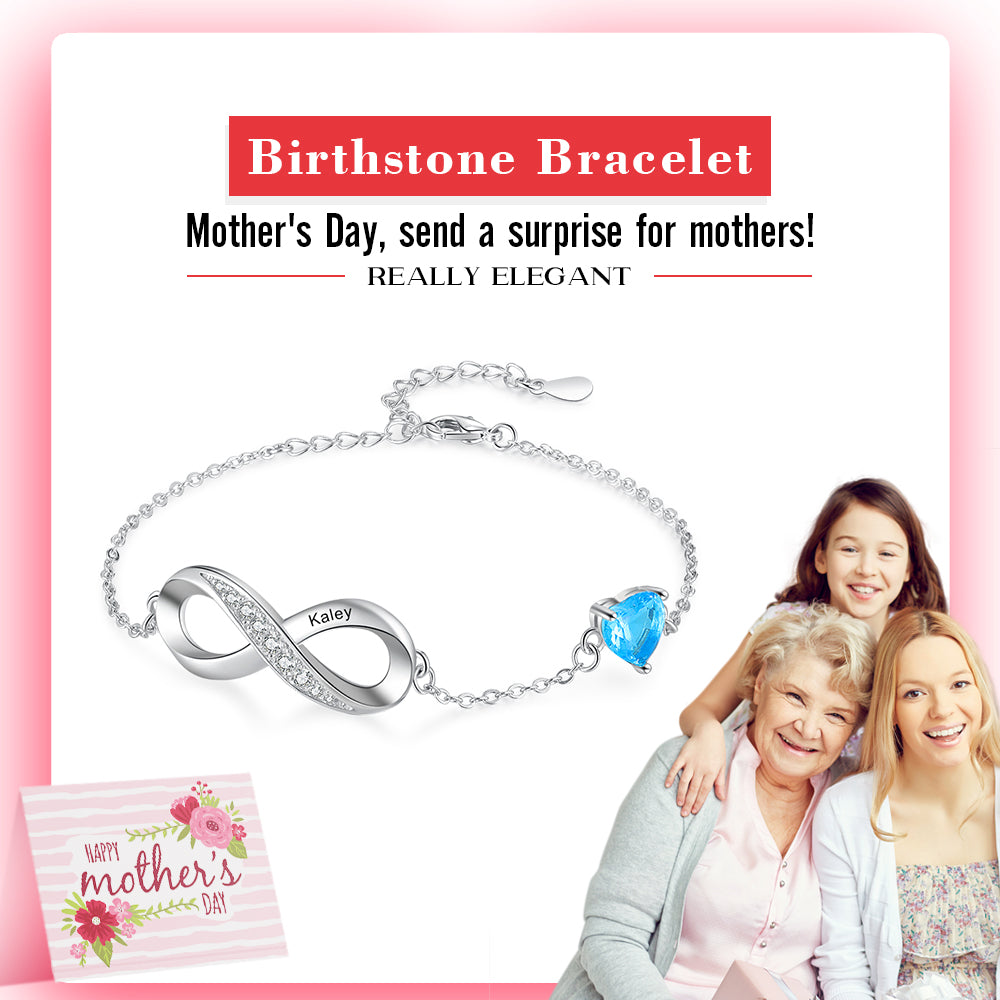 Personalized Birthtsone Infinity Bracelet