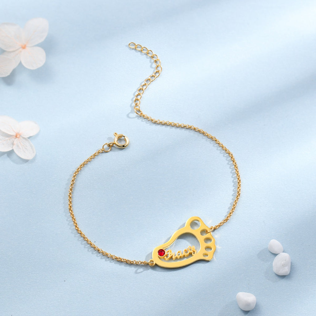 Rhodium Plated Baby Feet Bracelet