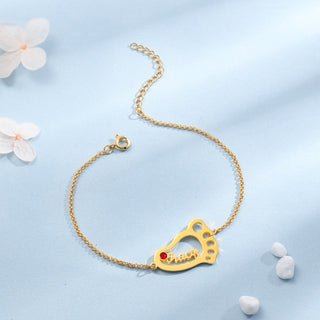 Rhodium Plated Baby Feet Bracelet