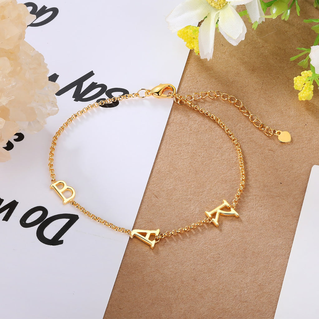 Personalized Rhodium Plated LetterBracelet