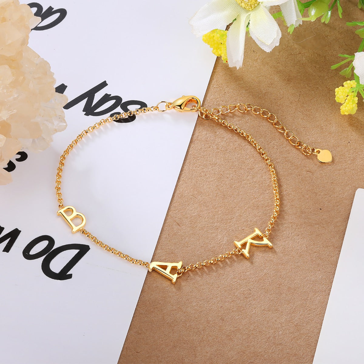 Personalized Rhodium Plated LetterBracelet