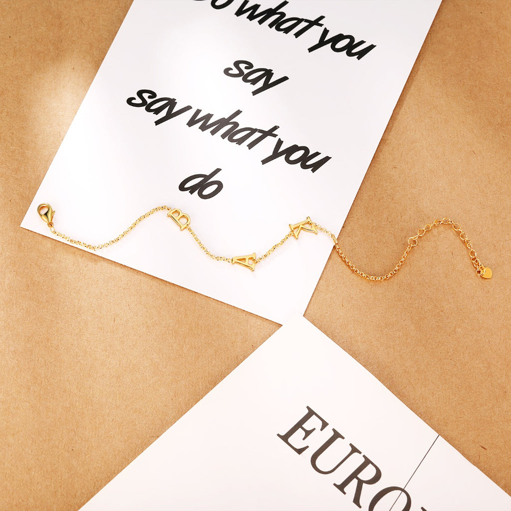 Personalized Rhodium Plated LetterBracelet